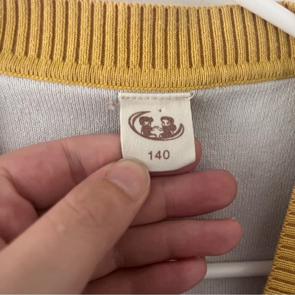 Knit Sweater Vest Little Kid 140 cm 8 yrs Lightweight Landscape Fish Blue Yellow - Picture 3 of 8